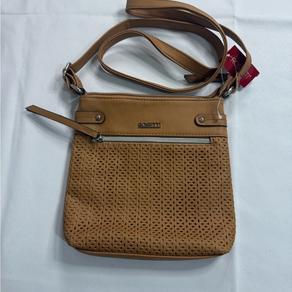 Rosetti Tan Crossbody Bag with Woven Texture